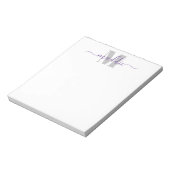 Bloc-note Monogramme de script girly tendance, violet et gri (Tourné)
