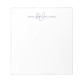 Bloc-note Monogramme de script lavande moderne (Devant)