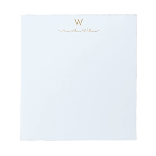 Bloc-note Monogramme de script or bleu moderne (Devant)