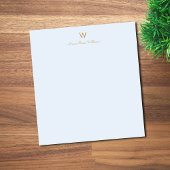 Bloc-note Monogramme de script or bleu moderne