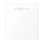 Bloc-note Monogramme de script vert clair moderne (Devant)