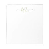 Bloc-note Monogramme de style moderne vert sauge (Devant)