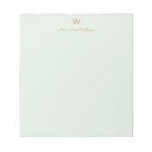 Bloc-note Monogramme de style moderne vert sauge or (Devant)