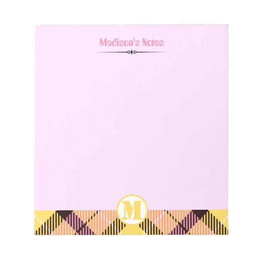 Bloc-note Monogramme de tatouage rose moderne Nom du script (Devant)