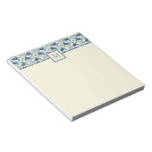 Bloc-note Monogramme de tortue de mer bleu et crème (Incliné)