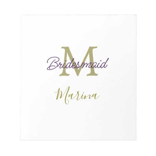 Bloc-note Monogramme de tribu de mariée simple en or p (Devant)