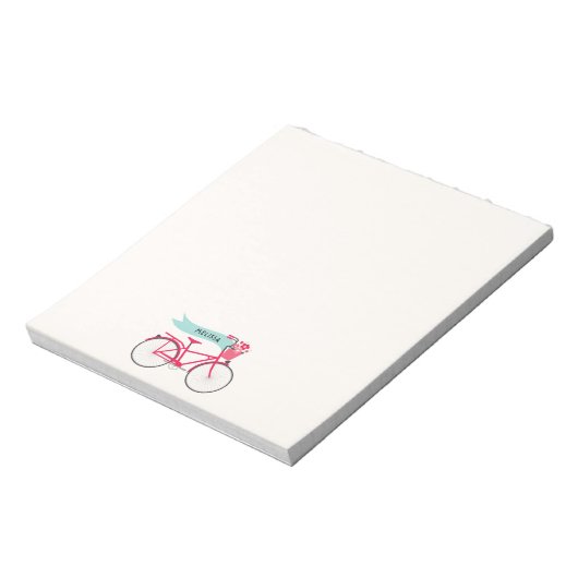 Bloc-note Monogramme de vélo rose floral (Tourné)