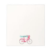Bloc-note Monogramme de vélo rose floral (Devant)