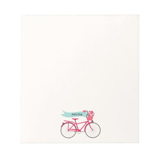 Bloc-note Monogramme de vélo rose floral (Devant)