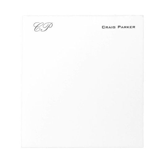 Bloc-note Monogramme d'écriture Professionnel Simple (Devant)