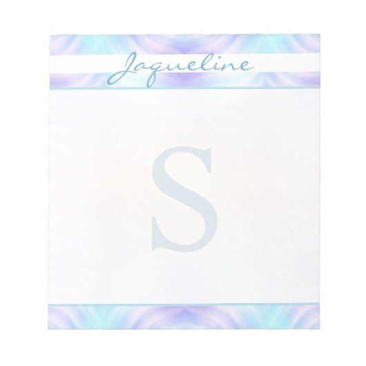 Bloc-note Monogramme des onces de lavande turquoise (Devant)