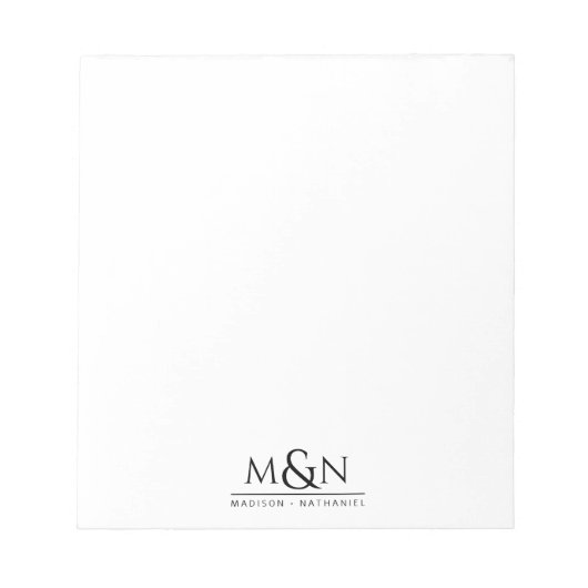 Bloc-note Monogramme d'esperie de couple (Devant)