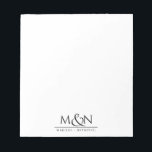 Bloc-note Monogramme d'esperluette nouvellement mariée<br><div class="desc">Ce simple élégant bloc-notes monogramme pour couple marié simple comporte des initiales jointes par un joli bloc-notes avec vos noms ci-dessous. Simple élégance minimale.</div>