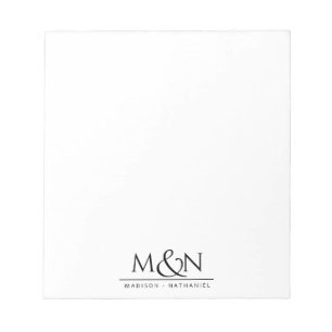 Bloc-note Monogramme d'esperluette nouvellement mariée
