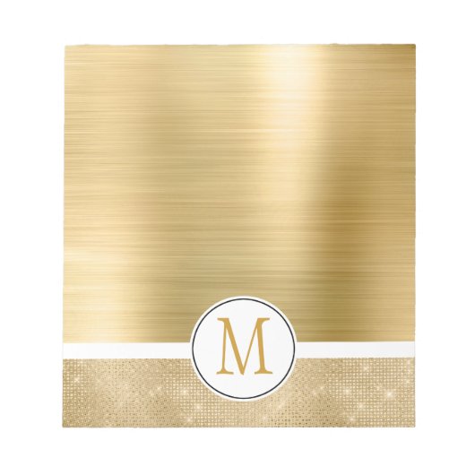 Bloc-note Monogramme d'étincelle dorée (Devant)