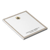 Bloc-note Monogramme d'or en lin beige personnalisé (Incliné)