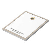 Bloc-note Monogramme d'or en lin beige personnalisé (Tourné)