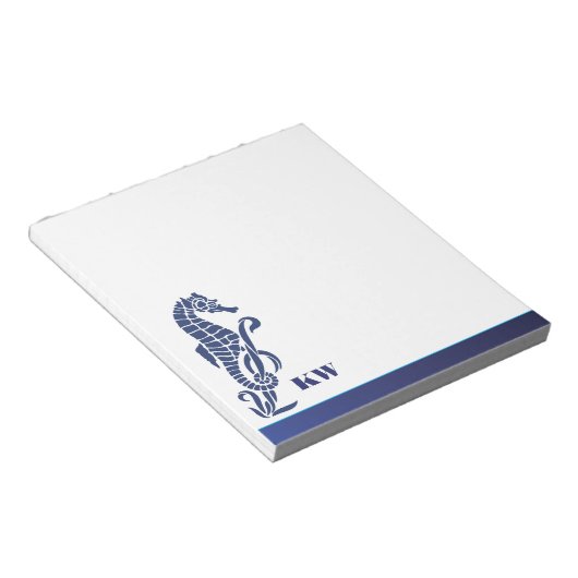 Bloc-note Monogramme du Cheval de mer de plage (Incliné)