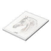 Bloc-note Monogramme Élégant Cheval Équestre Initiales Perso (Tourné)
