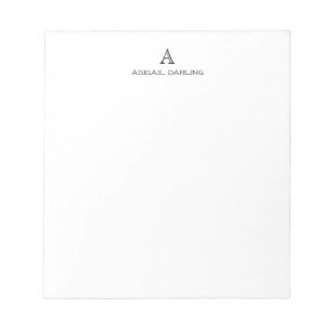 Bloc-note Monogramme Élégant Classique Professionnel