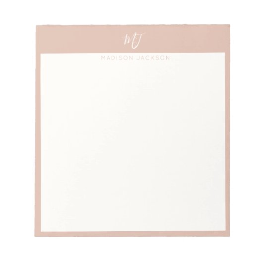 Bloc-note Monogramme élégant en écriture rose (Devant)
