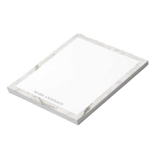 Bloc-note monogramme élégant en marbre blanc (Tourné)