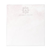 Bloc-note Monogramme élégant en marbre rose (Devant)