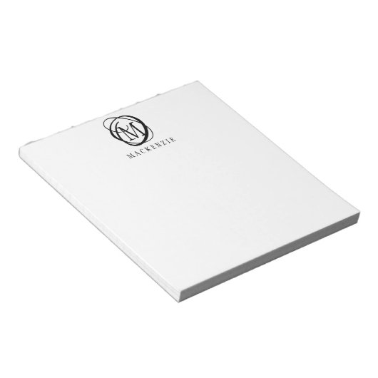Bloc-note Monogramme élégant et moderne Nom (Incliné)