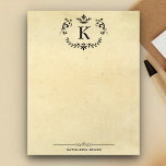 Bloc-note Monogramme élégant et nom | Papier Vintage personn<br><div class="desc">Élégant bloc-notes en papier vintage.</div>