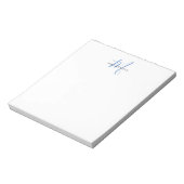 Bloc-note Monogramme élégant moderne blanc bleu écriture (Tourné)