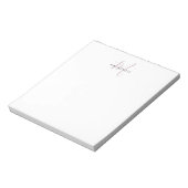 Bloc-note Monogramme élégant moderne blanc rose blush écritu (Tourné)