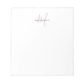 Bloc-note Monogramme élégant moderne blanc rose blush écritu (Devant)