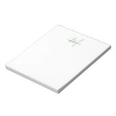 Bloc-note Monogramme élégant moderne blanc vert écriture (Tourné)