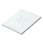 Bloc-note Monogramme Élégant Moderne Bleu Clair Délavé (Tourné)