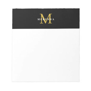 Bloc-note Monogramme élégant noir or professionnel moderne