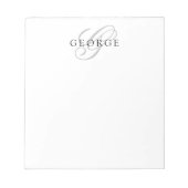 Bloc-note Monogramme élégant Nom Noir Gris (Devant)