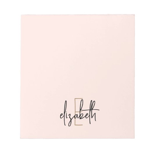 Bloc-note Monogramme Élégant Nom Rose Or Script (Devant)
