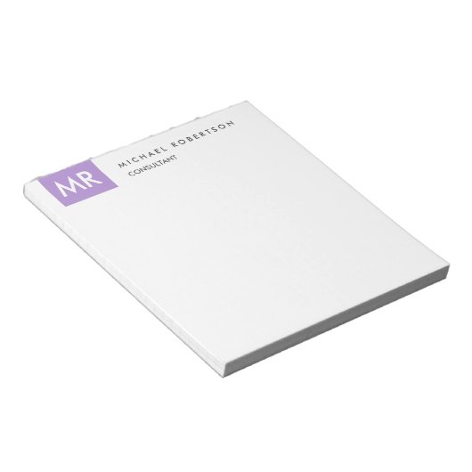 Bloc-note Monogramme Élégant Noms Initials Uniques (Incliné)