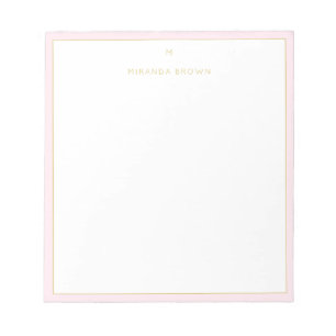Bloc-note Monogramme élégant rose rose or Classé Petit