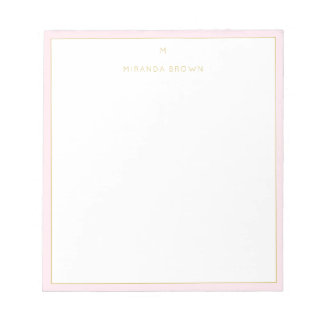 Bloc-note Monogramme élégant rose rose or Classé Petit