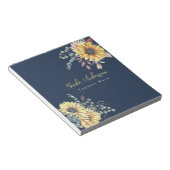 Bloc-note Monogramme Elégant tournesol rustique Enseignant e (Incliné)