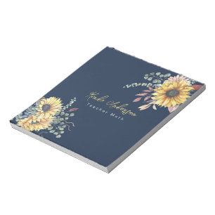 Bloc-note Monogramme Elégant tournesol rustique Enseignant e