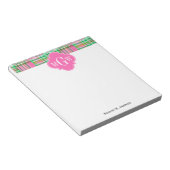 Bloc-note Monogramme Emerald Hot rose Preppwork Madras (Incliné)