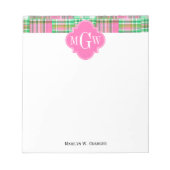 Bloc-note Monogramme Emerald Hot rose Preppwork Madras (Devant)