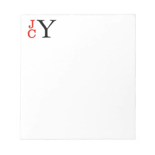 Bloc-note Monogramme empilé, rouge et noir personnalisé