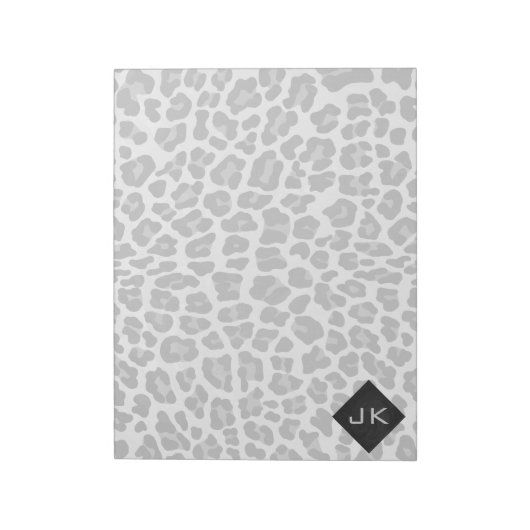 Bloc-note Monogramme Empreinte de léopard noir et blanc (Tourné)