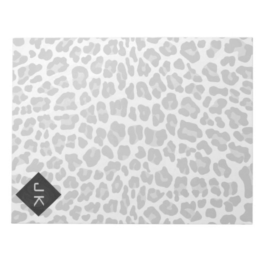 Bloc-note Monogramme Empreinte de léopard noir et blanc (Devant)