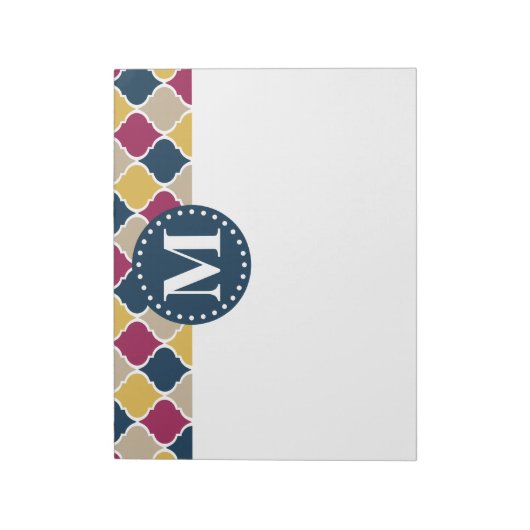 Bloc-note Monogramme en lattice marocain Fuchsia Navy (Tourné)