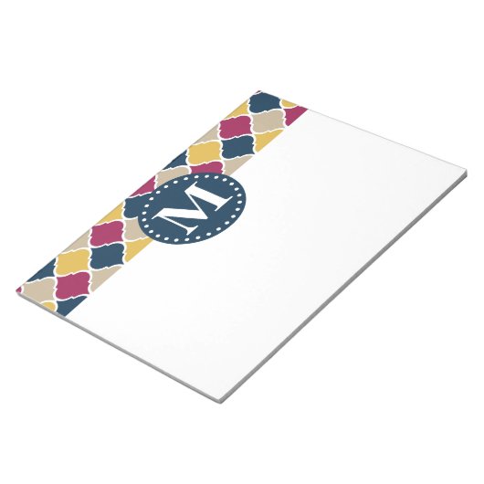 Bloc-note Monogramme en lattice marocain Fuchsia Navy (Incliné)