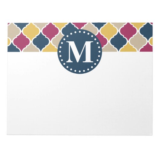 Bloc-note Monogramme en lattice marocain Fuchsia Navy (Devant)
